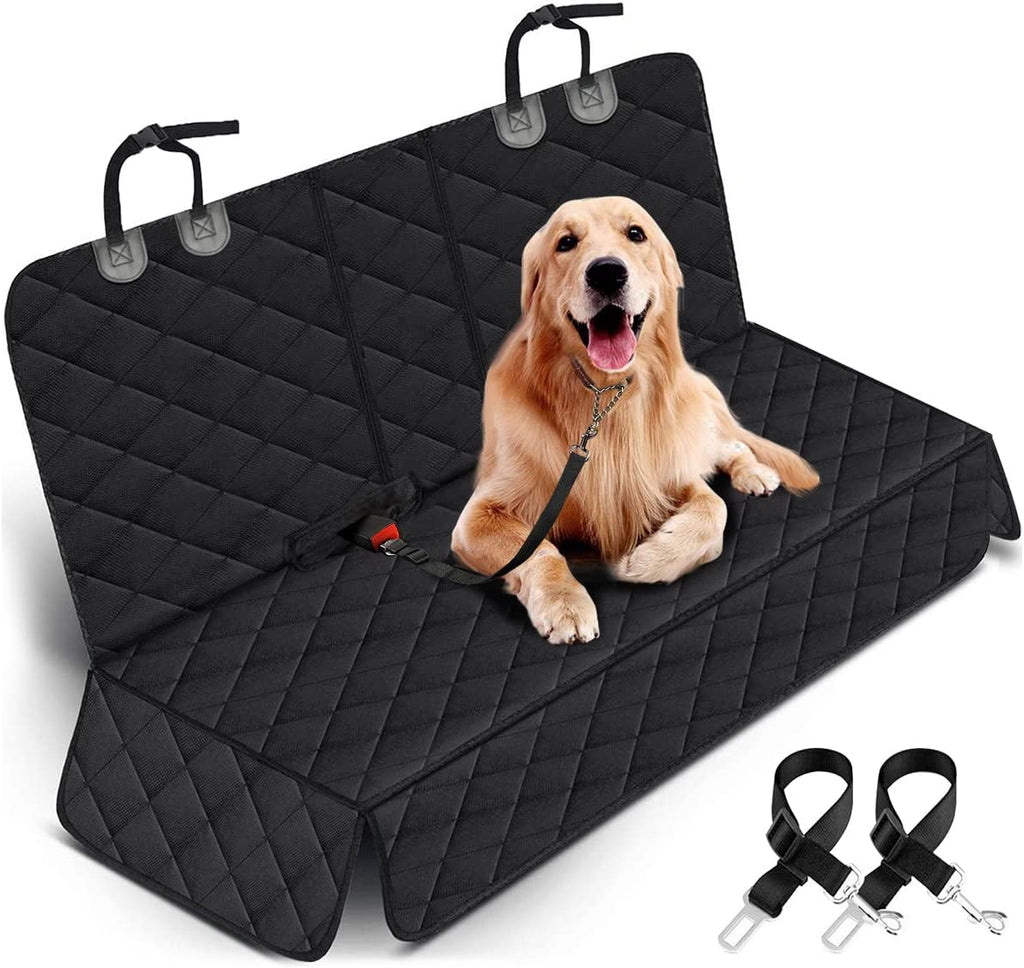 Premium Waterproof Dog Car Seat Cover - Non-Slip Back Seat Protector for Most Cars, Trucks, and SUVs with Middle Armrest Compatibility - Black